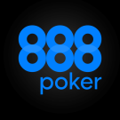 Blue 888 Poker Ontario logo on a black circular background. The numbers 888 are prominently displayed above the word poker, both in a modern, sans-serif font.