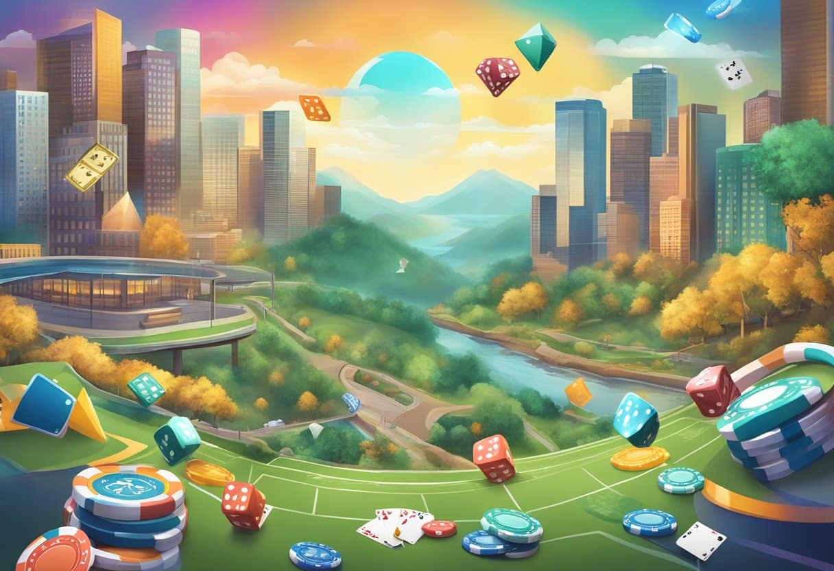 A digital interface displaying various online gambling safeguards, set against a backdrop of Pennsylvania's diverse gaming landscape